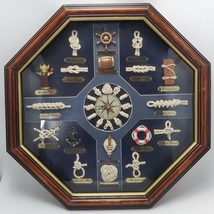 Decorative Wall Clock With Nautical Knots Wall Hanging 3D Shadow Box Ship Decor